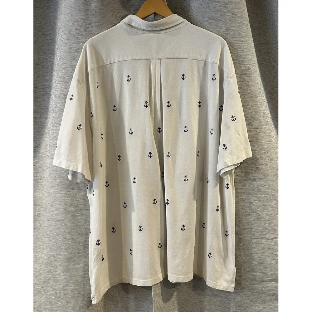 Polo Ralph Lauren Men's White Knit Oxford Polo Shirt Mens 3XB Anchor Embroidered